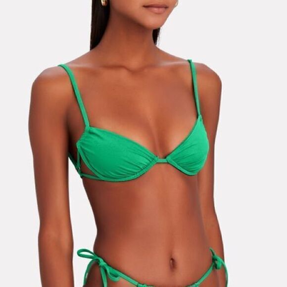 WeWoreWhat Green Ruched Bikini Top Size Small! - Picture 1 of 7